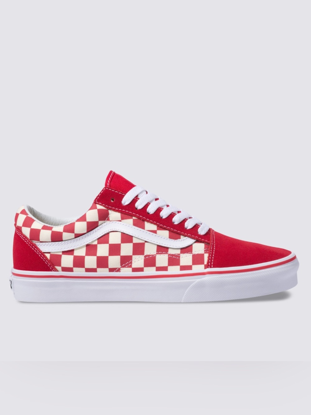 Vans Old Skool Checkerboard Shoe Racing Red/White Mens 5.5 Wmns 7 GOOD condition